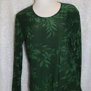 Caribbean Joe green jungle stretchy shirt ladies size large
